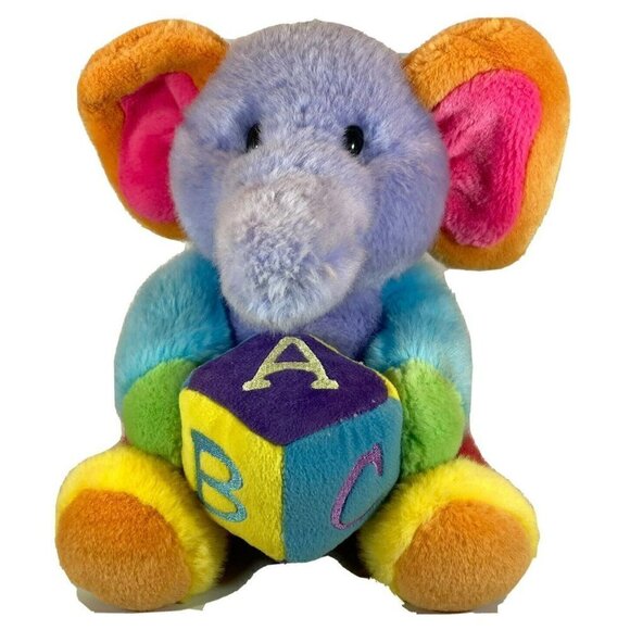Aurora Baby Rainbow Multicolor ABC Singing Elephant Plush Stuffed Toy 12” - Picture 2 of 12